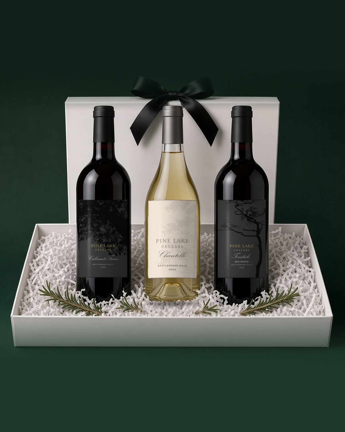 The Full Pour gift box: 2022 Cabernet Franc, 2024 Chantelle, 2022 Tendrils